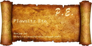 Plavsitz Ete névjegykártya